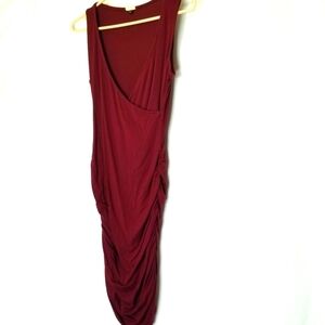 Dharma trading co Red Crossover Front ruched sides stitching broken on chest XS